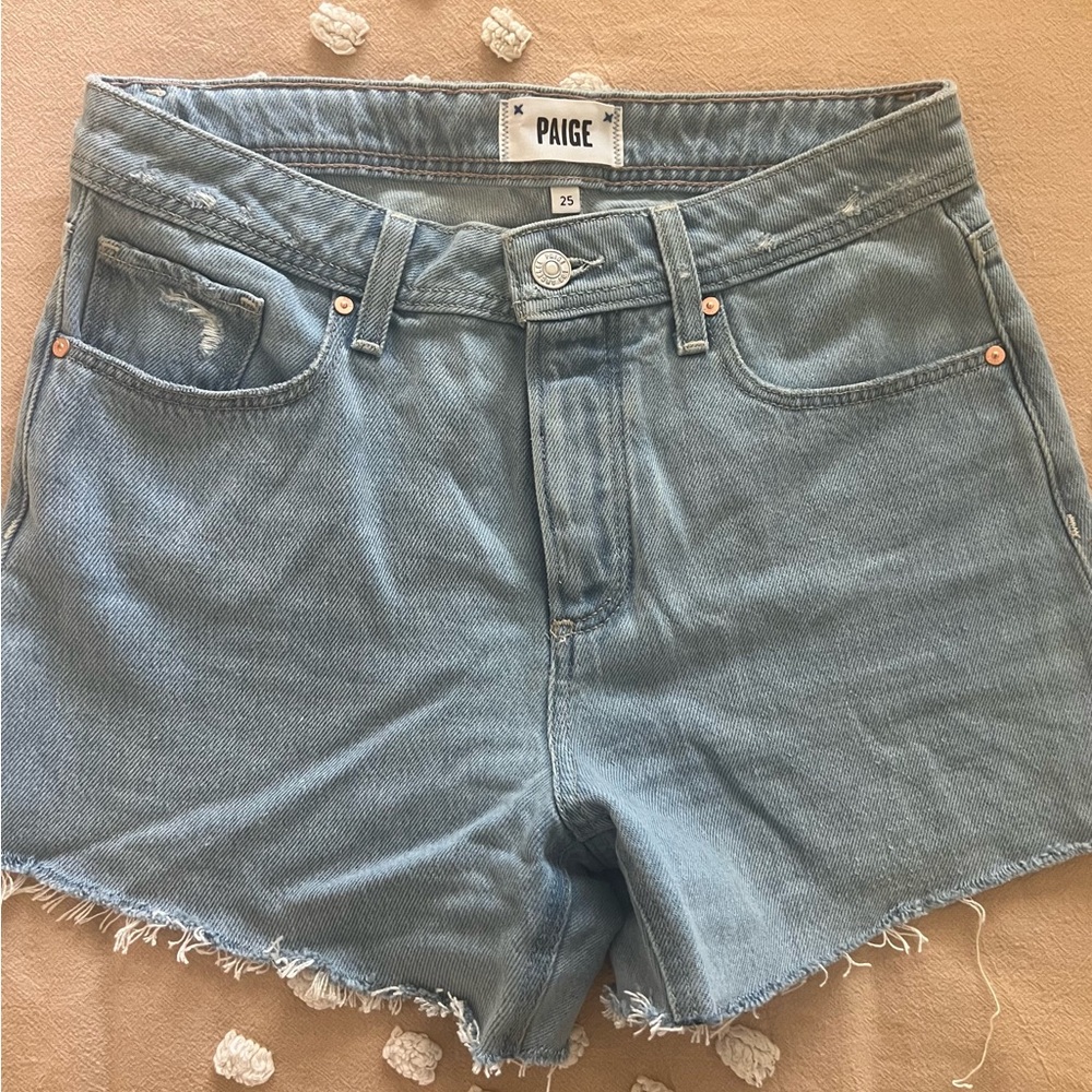PAIGE Sky Blue Jean Shorts for Women